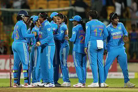 Indian players celebrate after winning